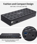 Total Game Changer DisplayLink USB C Dock For Laptop Battlestation Quad 4K 60Hz Monitor Support Sweet 100W PD Charging Hub, compact size and ports shown.