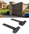 Heavy Duty Strap Gate Hinges 13 Inch Rated To Haul 900 Lbs Without Breaking A Sweat Crafted From Solid Stainless Steel For Farm Gates And Heavy Wood Doors in black installation.
