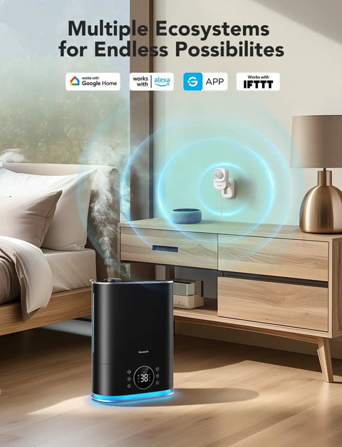 Bedroom with Human Presence Sensor With MmWave Radar And PIR, smart home integration, showing WiFi connectivity and compatible devices.