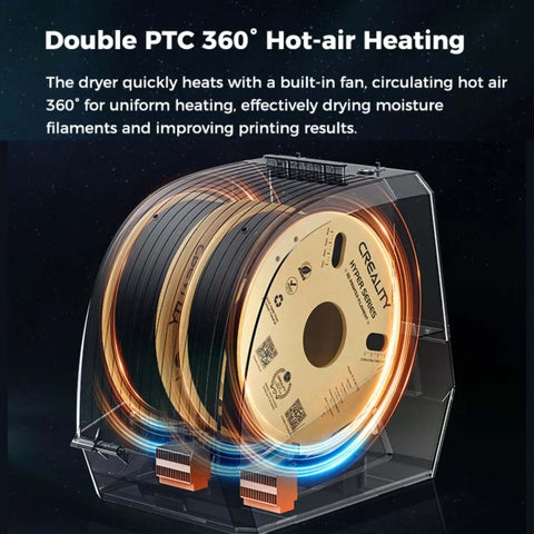 Filament Dryer Plus Dual Spool Storage With Built In Fan And 4 Inch Touch Screen PTC Heating Dehydrator Box showing double spool