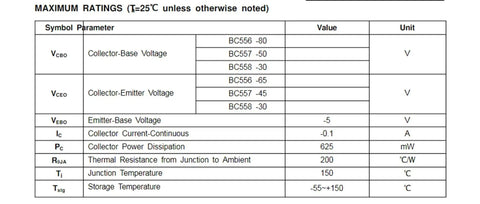 Specifications table for 480 Piece Transistor Assortment Kit With 24 Models Including 9012 9013 9014 9015 8050 8550 2222 3904 3905