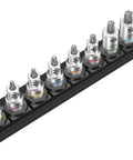 Belt B 3 TORX Bit Socket Set With Holding Function For Screws And Bolts, 3/8 Inch Drive, 9-Piece On A Rugged Textile Belt