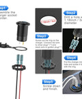 Installation steps for Two Pack 12V USB Car Charger With Four Ports 78W Fast Charge PD3 And QC3 Quick Charge Waterproof Socket.