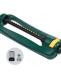 TurboTek Oscillating Sprinkler With 16 Precision Nozzles for 2,800 Sq Ft, Green and Yellow with Quick Connect fittings, flexible tubing