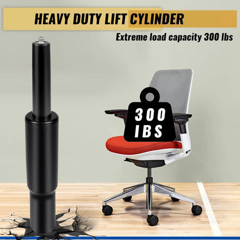 Heavy Duty Gas Cylinder Replacement For Steelcase Leap V2 Office Chair Side Activated Four And A Half Inch Height Adjustment 350 Newton Load 28mm Shaft Black Easy Install next to an office chair