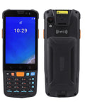 Tough-as-nails Wireless Barcode Scanner With IP65 Drop-Proof Build, featuring 4 inch LCD and dual cameras, front and back view display