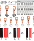 Tivorex battery cable lug crimping tool set with ring terminals (64 pcs) and heat shrink tubing (70 pcs) for AWG 10-1/0