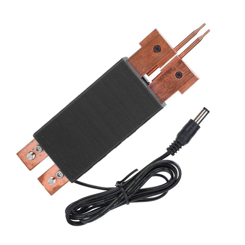 Handheld Automatic Spot Welding Pen With Double Spring Handle And Japanese Ball Point Needles For Battery Pack Assembly And Precise Industrial Repairs, showing copper tips and black housing.