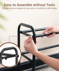 Hands assembling an Expandable Three Tier Metal Shoe Rack For Entryway Closet And Doorway Free Standing Heavy Duty Organizer