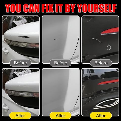 Before and after images using Mercedes Benz Black 040 9040 Touch Up Paint Color Matched For Mercedes Cars No Fuss 2 In 1 Scratch Repair Pen