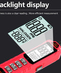Red handheld halogen freon leak detector with backlit LCD display for RV AC refrigerant repair