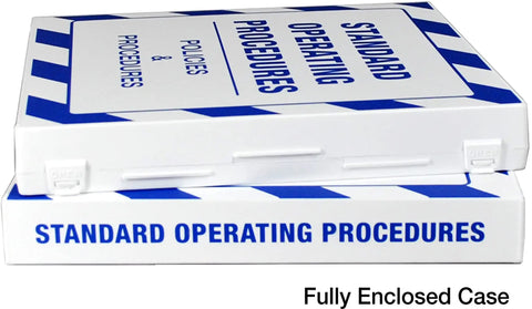 Industrial SOP Storage Case with Metal Binder Rings Fully Enclosed for Protection, Bright Blue and White Striped Organizer