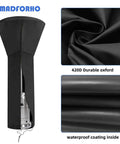 Universal Patio Heater Cover 89H X 33D X 19B Waterproof With Zipper 420D Fabric showing waterproof coating and oxford material.