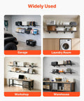 2-Pack Heavy Duty Garage Wall Shelving Units, 6-Foot Long Steel Wall Mounted Shelves in garage, laundry, workshop, warehouse.