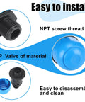 Two-pack 3/4-inch NPT air release valves for irrigation drip systems; black valve bodies with blue caps.