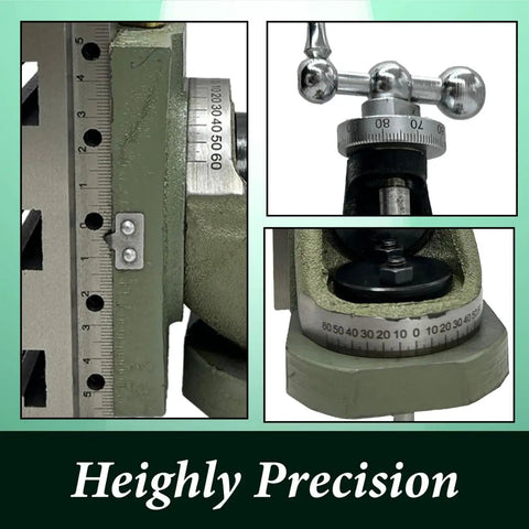 Close-up of Double Swivel Vertical Milling Slide For Small Lathes And Bench Mills 100mm X 125mm With 3 Tee Slots Bronze Nut