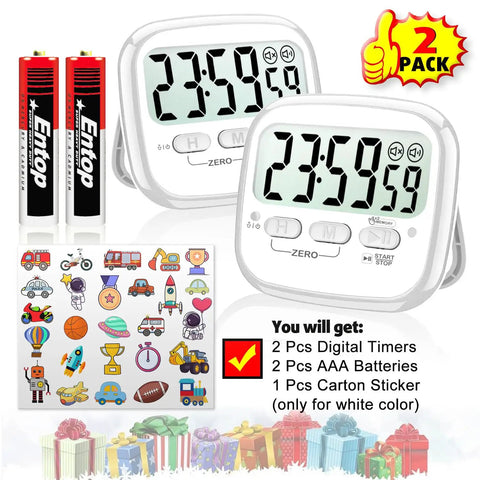 2-Pack Magnetic Kitchen Timers Digital Countdown Stopwatch For Cooking Classroom Office Gym And Kids Activities With Magnetic Backing Battery Included Grab And Go 24 Hour Timer Easy To Use.