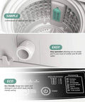 No Sweat Full Automatic Portable Washing Machine With Smart Drain Pump And Auto Water Control Compact Laundry Washer control panel with easy operation features.