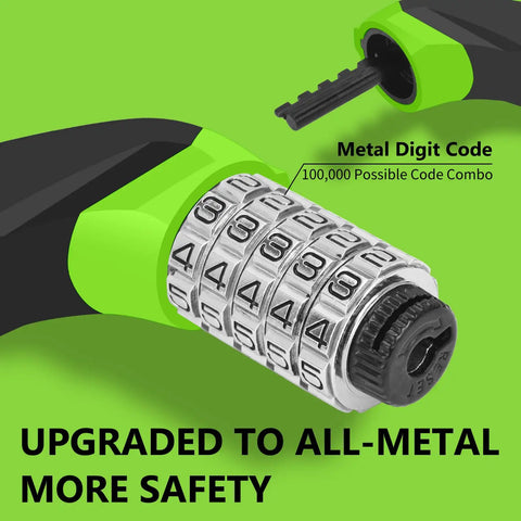 Heavy Duty Metal Digital Dial Chain Lock For Bikes And Electric Scooters Three Point Two Foot Long With 5 Digit Keyless Combination