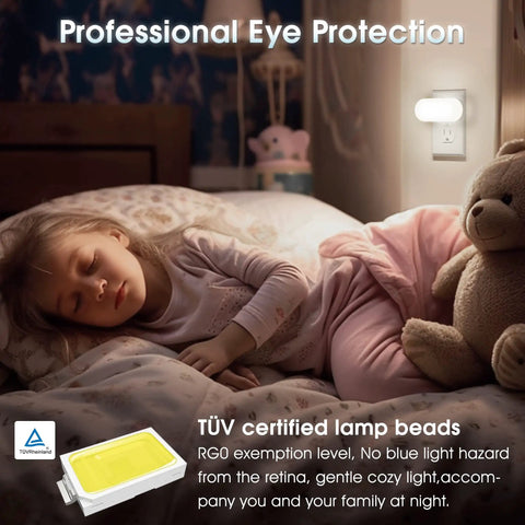 Led Night Light Easy Plug In Wall 2 Pack With Dusk To Dawn Sensor Dimmable 0 To 100 Lumens 5000K Soft White For Bathroom Hallway Bedroom Kids Room Stairway Night Time Safety