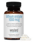 Lithium Orotate Supplement 1000 Micrograms Elemental Lithium 60 Vegetarian Capsules Per Bottle Twin Pack For Brain Boost Bioavailable Orotate Formula Easy Swallow Capsules bottle front view