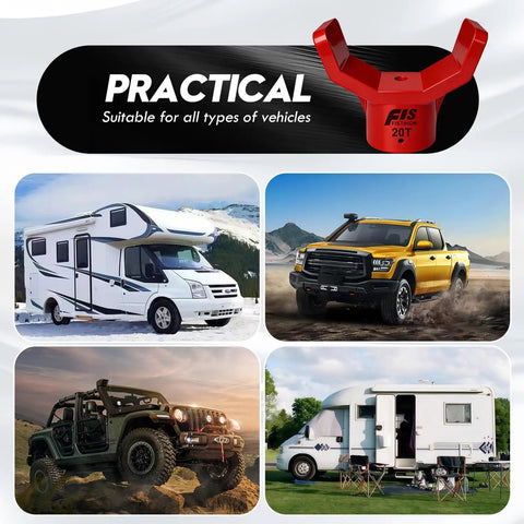 Heavy Duty Hydraulic Bottle Jack Adapter Sleeve Kit with Multi Ton Support Rings for RVs, ATVs, and trucks.