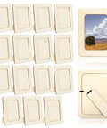 15-Pack Unfinished Wooden Picture Frames For 4X6 Photos, Hella Cool Blank DIY Craft Supplies, Sturdy Standing Wood Frames arranged together.