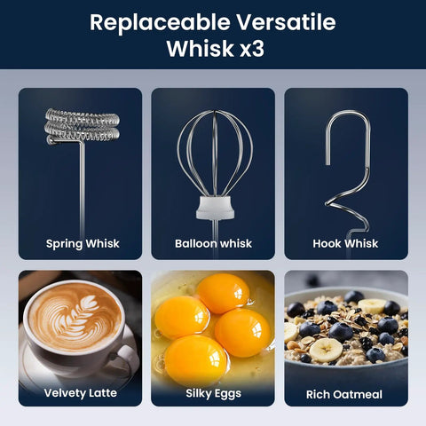 Rechargeable Milk Frother Handheld With 3 Speeds, A Real Go To For Latte Cappuccino Matcha And Egg Foams, Stainless Steel Whisks