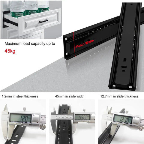 Heavy Duty Ball Bearing Drawer Slides Smooth As Butter Silent Push Pull Cabinet Runners Side Mount Telescopic Rail 16 Inch Steel Hardware Pair Built Tough