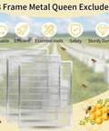 Image of 8 Frame Metal Queen Excluder Set For 8 Frame Beehives, 3 Pack Beekeeping Equipment with bees and honeycomb icons