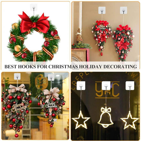Heavy Duty Adhesive Hooks Up To 15 Lbs With 180 Degree Rotating Design used for Christmas decoration hanging