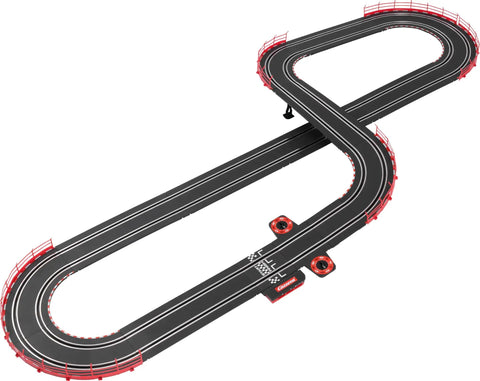 High Speed Slot Car Race Track Set With Over Fourteen Feet Of Track Crossover Section Long Straights And Lap Counter for kids and family fun