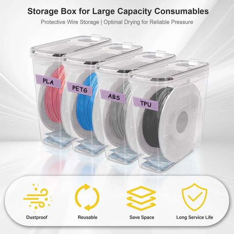 Moisture Proof Dry Box 4 Pack For 1Kg Filament Spools With Reusable Silica Gel Desiccants Keeps Your PLA ABS PETG Filaments Dry