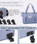 Expandable Rolling Duffle Bag With Wheels For Travel Under Seat Carry-On Duffel 18L To 44L Capacity Waterproof Oxford Exterior