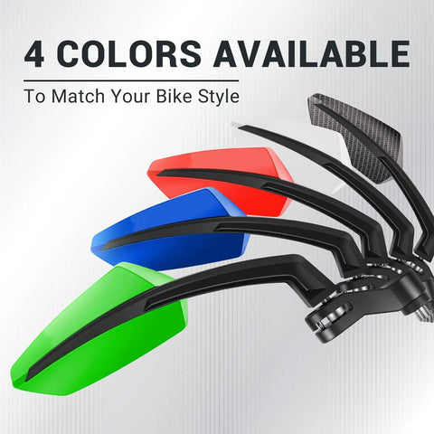 Dope EBike Handlebars Mirror Set in 4 Colors: Red, Blue, Green, Black, 360 Degree Adjustable Bicycle Rear View Mirrors, 22.2mm Diameter