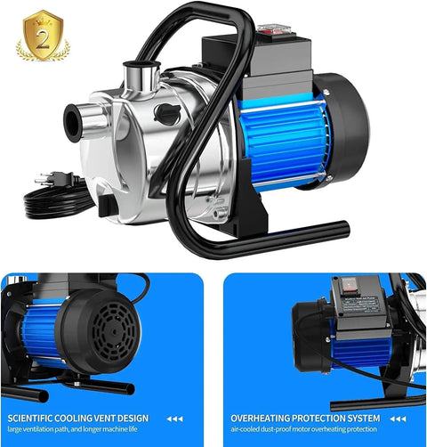 Water Transfer Pump 110V 1.6 HP Shallow Well Pump with cooling vent and protection system
