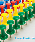 Top Shelf Bulk Push Pins For Bulletin Boards And Cork Walls, Sharp Steel Thumb Tacks With Easy Grip Heads, Multicolor office choice for desk organization.