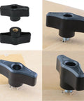 Set of Six Pack 1/4-20 Threaded Thru Nuts For T-Track Clamping Fixtures Heavy Duty Aluminum Wing Bolts in black