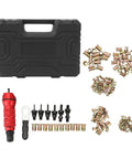 Rivet Nut Drill Adapter Kit With Six Heads And 150 Nuts, Converts Your 18V To 24V Drill Into A Badass Nutsert Installer, Includes M3 To M10 Nuts And Wrench, Great For Aluminum And Steel Projects, black case and red adapter