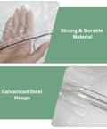 Hand holds cloche cover showing strong material. Galvanized steel hoops displayed for 2-In-1 Outdoor Greenhouse Tunnel For Gardens And Chicken Coops.