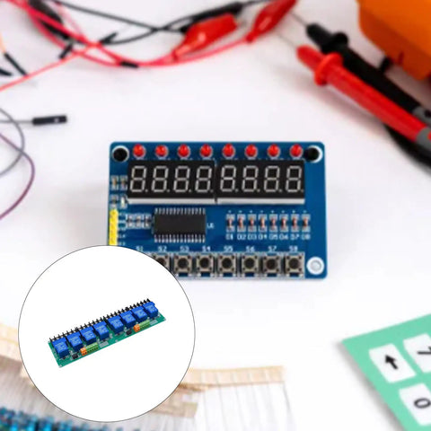Eight Channel Transmit Component Board For 5V DC Load Control And Smart Home Networking, Plug And Play Setup, No Brainer Easy Install, Built To Last, High Performance Automation Hub Pro, blue PCB with relay modules