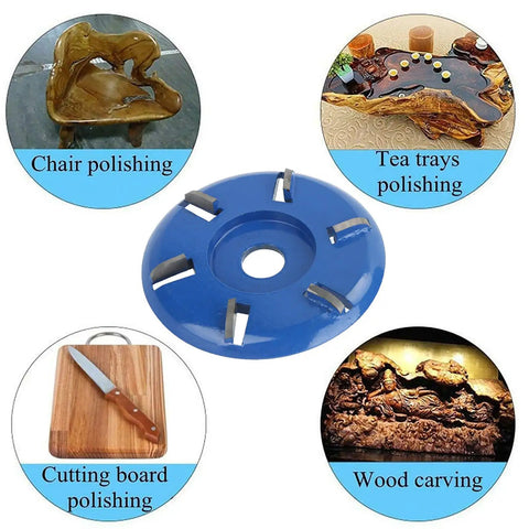 Angle Grinder Wood Carving Disc With Arc Teeth Six Teeth Turbo Carving Blade for woodworking, 90mm diameter, shown with uses