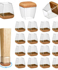16 Pack Chair Leg Floor Protectors With 360 Degree Felt Wrapped Silicone Caps For Hardwood Floors Round And Square Furniture Sliders Thickened Silicone Caps Easy Glide Anti Scratch Floor Guards For Home image showing silicone caps with felt base