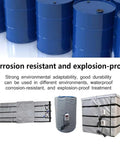 Defrost Any Freeze Quickly And Keep Your Thick Fluids Moving Smooth With This Heavy Duty Insulated Ibc Storage Tote Heater Featuring An Adjustable Temperature Heating Blanket For 275 Gallon Drums on blue barrels.