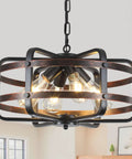 Dope Industrial Black 4 Light Cage Chandelier For Dining Room And Kitchen Farmhouse Rustic Pendant Light Fixture With Vintage Lantern Look And E26 Base For Ceiling Mount