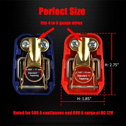 Quick Release Brass Battery Terminal Clamps With Red And Blue Covers For Top Post Battery No Fuss Disconnect And Reconnect