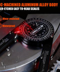 Seven Inch Aluminum Miter Saw Protractor With Sick Accuracy And Bonus Adjustment Wrench Built Tough for precise angle measurements.