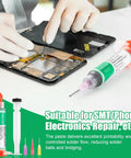Pro Grade Lead Free Solder Paste With No Clean Flux No Mess And 10 Ft Desoldering Wick Braid For Electronics Soldering Sn99 Ag0.3 Cu0.7 RoHS Compliant Smooth Flow No Residue Easy Wetting Low Smoke used for phone repair.