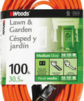 Coiled 100ft Outdoor Extension Cord Bright Orange 16/2 Two-Prong with Durable SJTW Jacket and molded plug for easy use