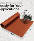 Red One Eighth Inch Thick Heavy Duty Fiber Reinforced Silicone Sheet 12 Inch Wide By 36 Inch Long 70A Durometer Made In USA